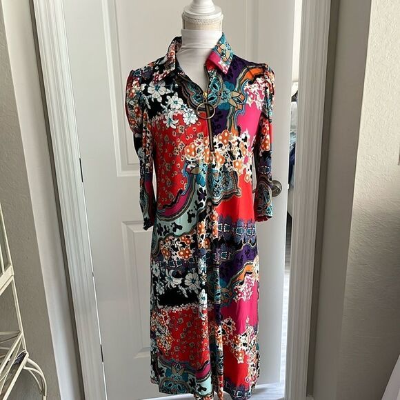 Mackenzie & James Floral Paisley 1/4 Zip w Circle Pull Stretch Fabric - Picture 5 of 11